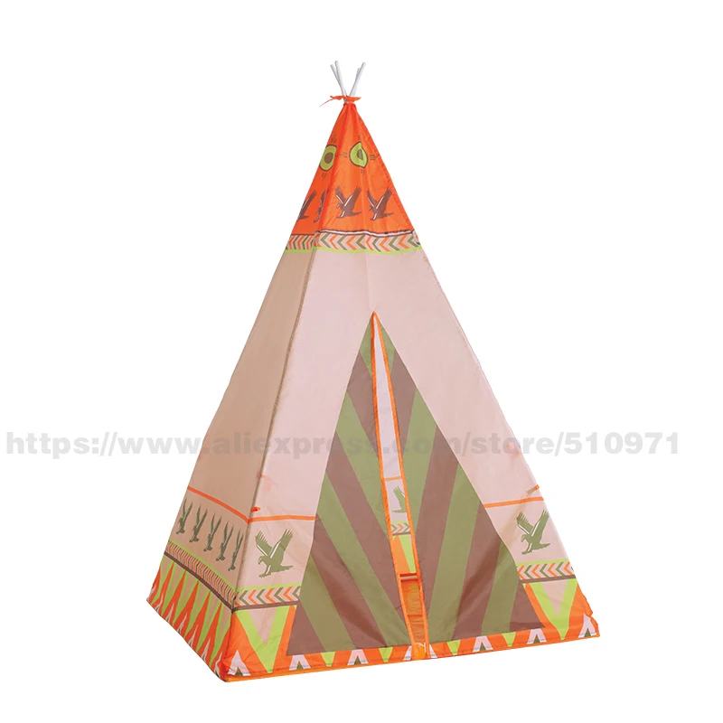 Kids Toy Tents Foldable Portable Natural Indian Pattern Teepees Safety tipi Playhouse Tent for Indoor Game Outdoor Tente Enfant  (2)