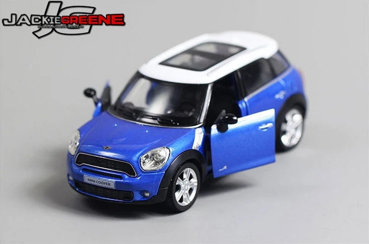 1:36 Масштаб литья под давлением металлический сплав модель автомобиля для MINI Cooper S земляк Коллекция Модель оттягивание игрушки автомобиль-красный/белый/черный/синий - Цвет: Синий