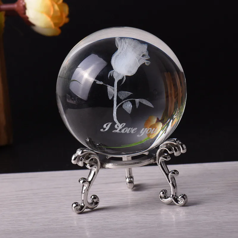 Transparent Crystal Quartz Ball With Metal Bracket Feng Shui Decorative Ball Home Decoration