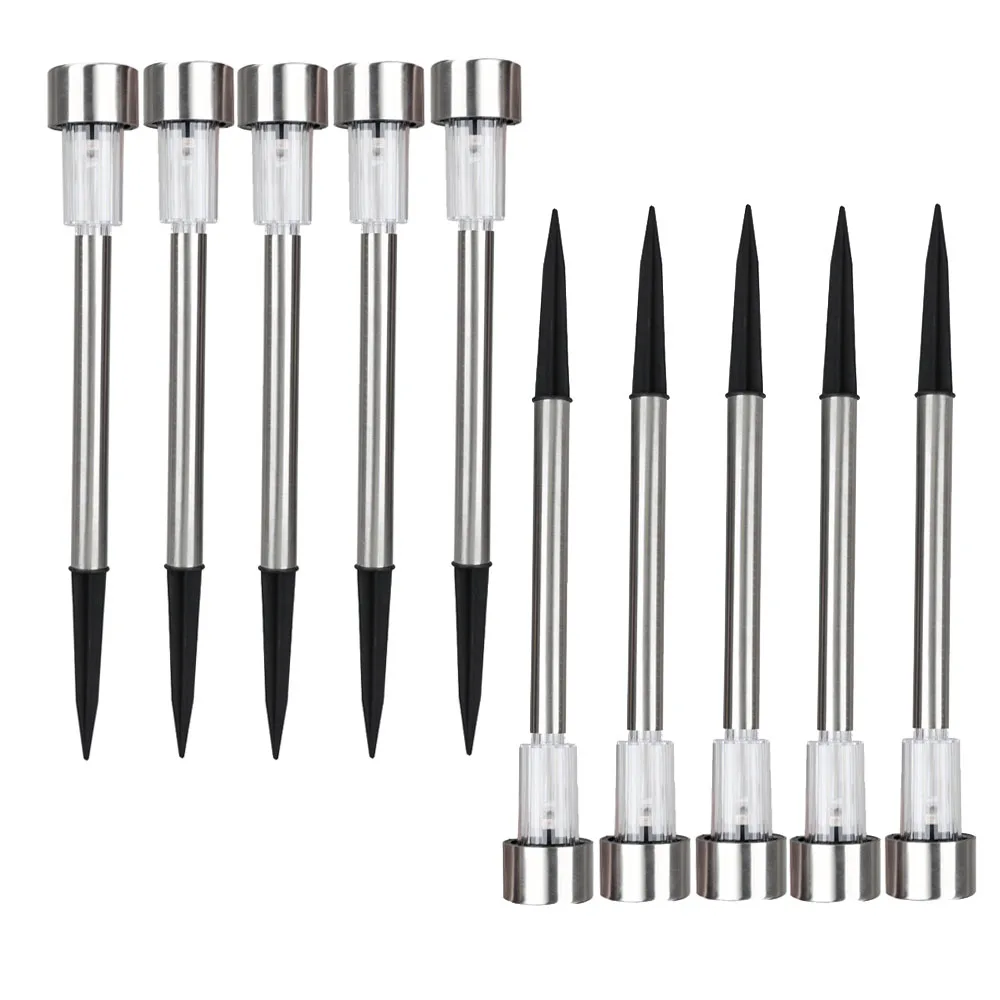 10pcs set Outdoor Waterproof Solar Light Rechargeable Stainless Steel Garden Decoration Lawn Lights Landscape Lamps