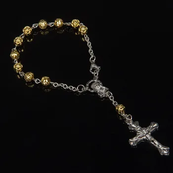 

Rosary Beaded Religious catenary Acrylic Rose Flower Beads Cross Pendant catenary Jewelry