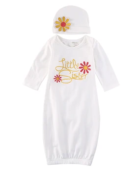 

Little Sister and Flower Embroidered Baby Sleeping Bag with Hat