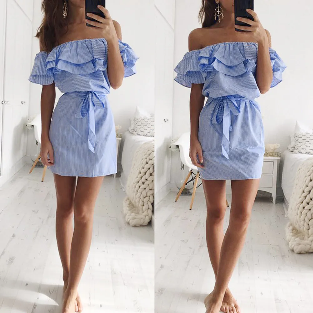 

Summer Sexy Party Dress Women Vintage Off Shoulder Ruffle Bandage Dresses Woman Party Night Bodycon Dress Women Clothes 2019