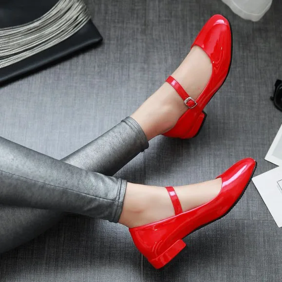 EAGSITY Classic Mary Jane shoes for women square heel ankle