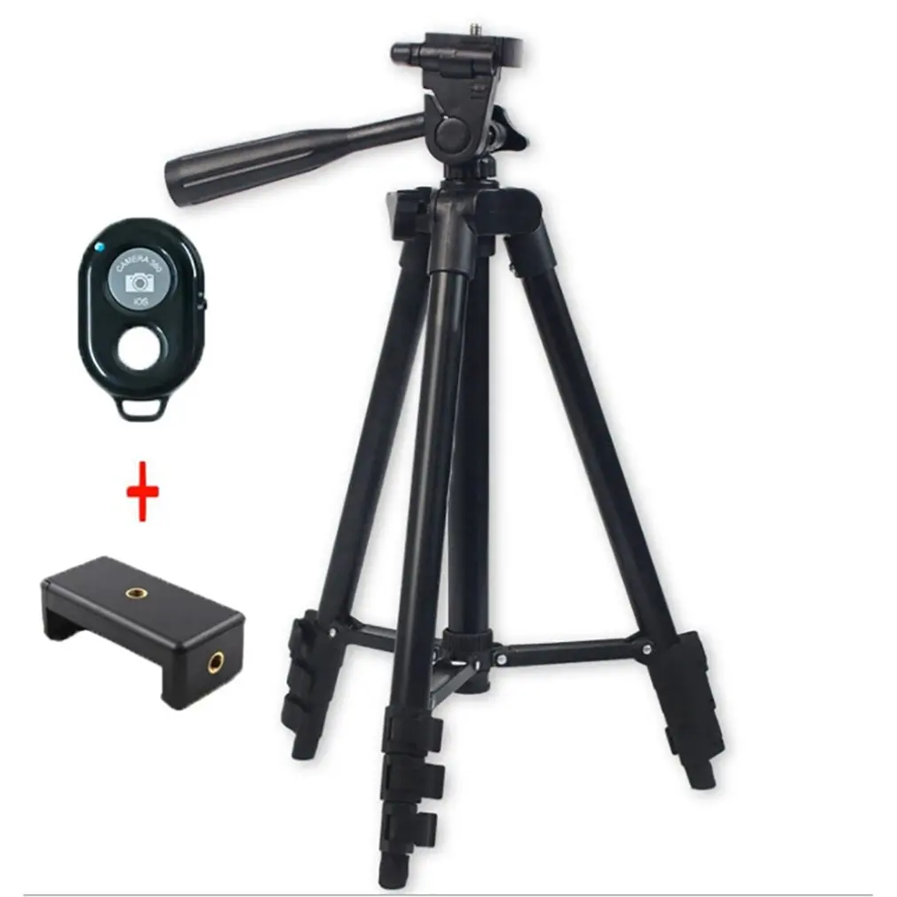 High-Quality Self-Timer Tripod With A Clip Live Live Mount Camera Tripod Retractable Selfie Rack Portable - Цвет: Черный