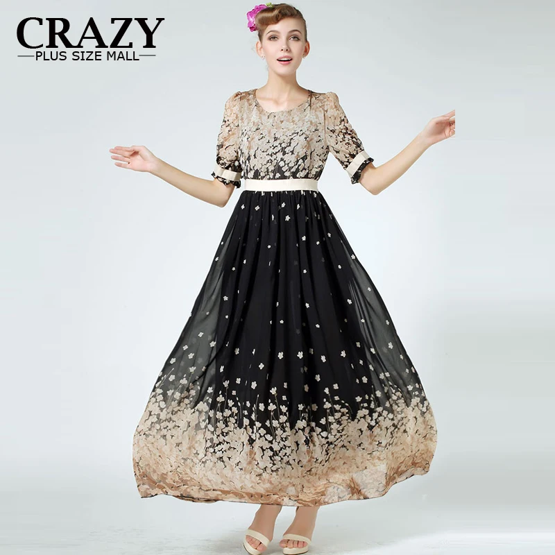 

Summer Floral Dress Plus Size 6XL 5XL Women Clothing 2019 New Print Long Slim Chiffon Maxi Beach Dresses For Big Size Lady