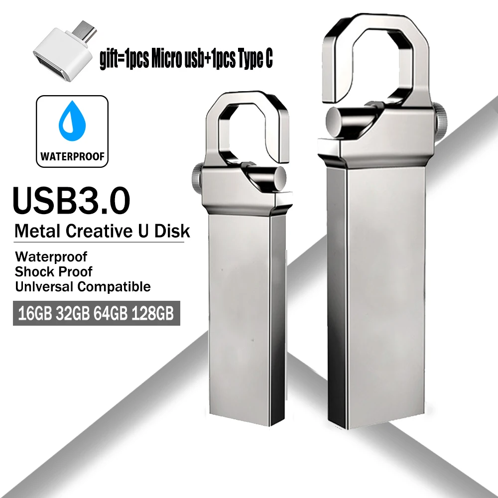 

New Pen drive 128GB Pendrive 64GB 32GB 16GB 8GB USB Flash drive 256GB Waterproof Metal U Disk Memoria Cle USB 3.0 Memory Stick