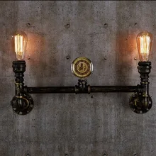 В стиле лофт креативный часы Металлическая водопроводная труба лампа промышленный винтажный настенный светильник для дома Эдисона бра Lampara Pared