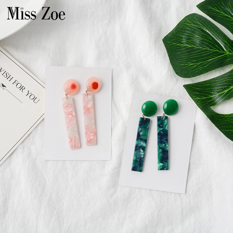 

Pink Green Acetic Acid Acrylic Earrings for Women Party Sweet Fashion Geometric Drop Earrings Simple Ear Jewelry Gift for Girl