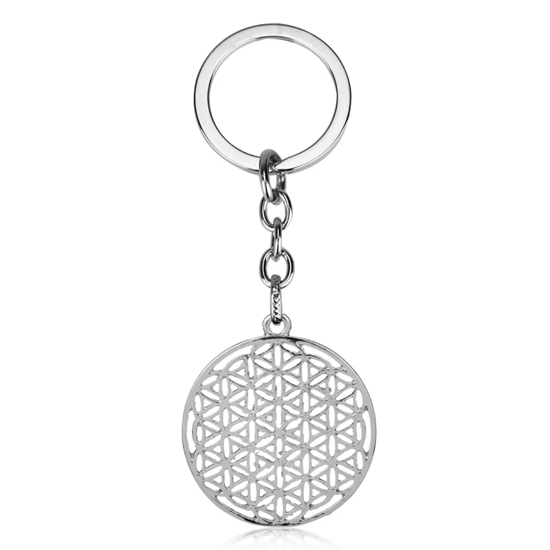 MQCHUN Supernatural Flower of Life Pendant Keyring Geometry Mandala Myth Love Knot Keychain Egyptian Simple Key Chain -50