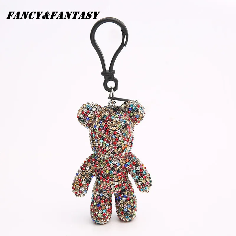 

Fancy&Fantasy Trendy Women Bear Rhinestones Keychain Auto Keyring Gloomy Bear Key Chain For Women Bag Llavero Chaveiros Gift