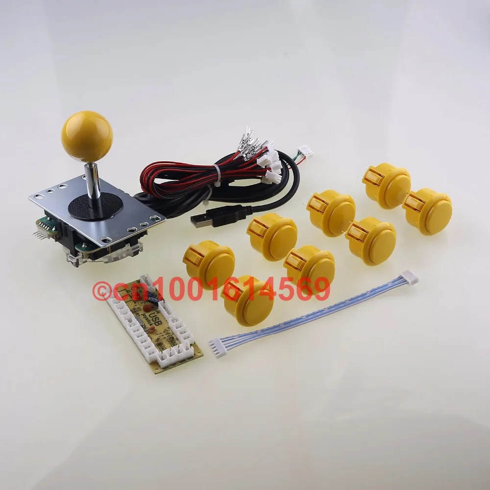 

Arcade Game DIY Kits Parts Sanwa Bundles Sanwa Joystick + Sanwa Button + USB Encoder For Marvel vs Street Fighter Games - Yellow