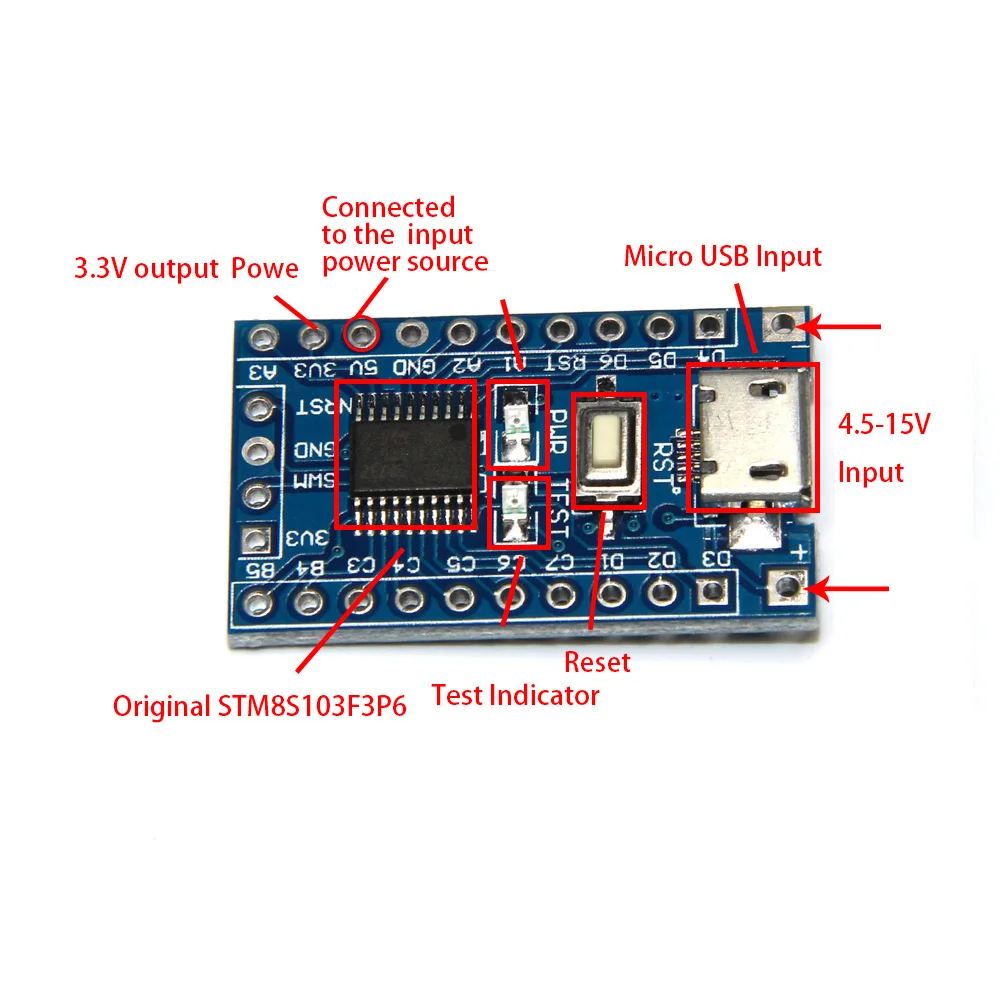 Макетная плата ARM STM8 минимальная системная STM8S103F3P6 модуль для Arduino|module for arduino|module