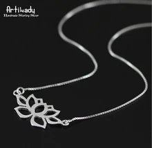 Artilady 925 lotus colgante collar de collar de mujer joyería de estilo ahueca hacia fuera el collar de collar de mujer joyería