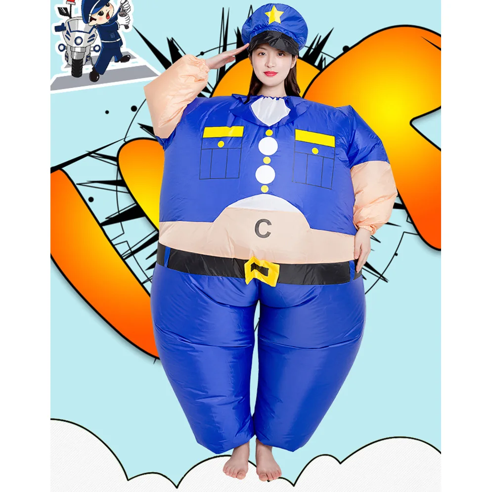 Надувной костюм на Хеллоуин Женский Косплей Забавный толстый полицейский надувная одежда Мультяшные куклы надувная модель для взрослых