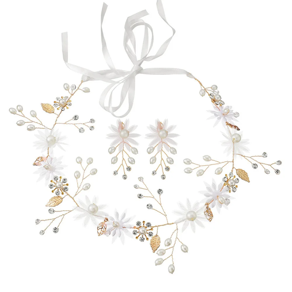

New Handmade Simple Flowers Headdress Bridal Hairbands Dispersed Pearls Wedding Hair Accessories Bridal Headpiece Hairbands