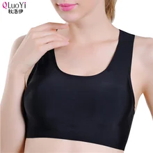 

QLuoYi Women Padded Fitness Sports Yoga Bra Sexy Tops Running Vest Breathable Quick Dry Ice Silk Seamless Bras for Women 8.23