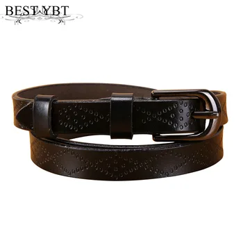 

Best YBT women Leather belt retro women fashion Alloy Pin buckle Belt casual details fine dress cowboy pants women belt