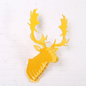 

9 colors Wood Animal Head Creative Deer Head Reindeer Head Wall Hanging For Art Home Wall Decoration Orange Black White WDM019