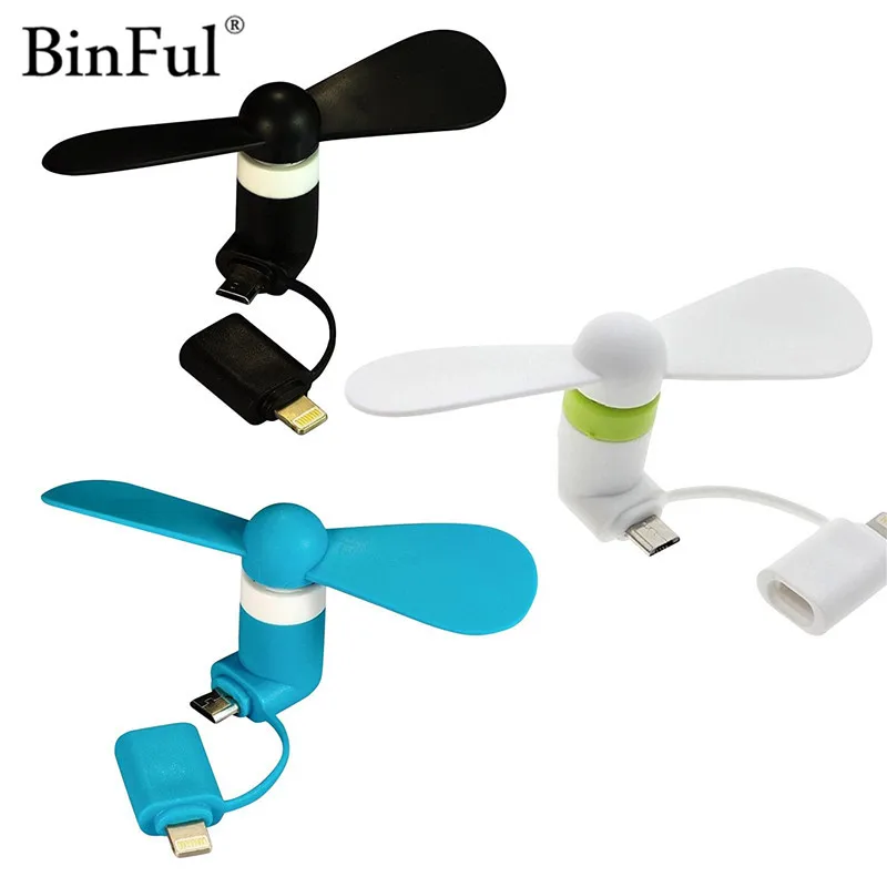 BinFul 100 tested Mini 2 in 1 Portable Micro USB Fan For iPhone 5 6