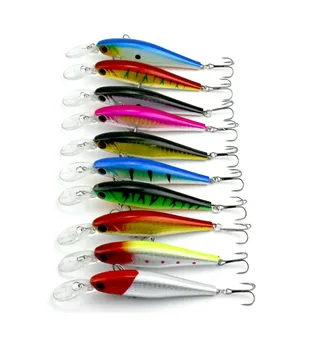 

1000pcs Minnow Fishing Lure 10.5CM 9.5G With Treble Hook 10 Colors Fishing Wobbler Hard Plastic Fishing Tackle