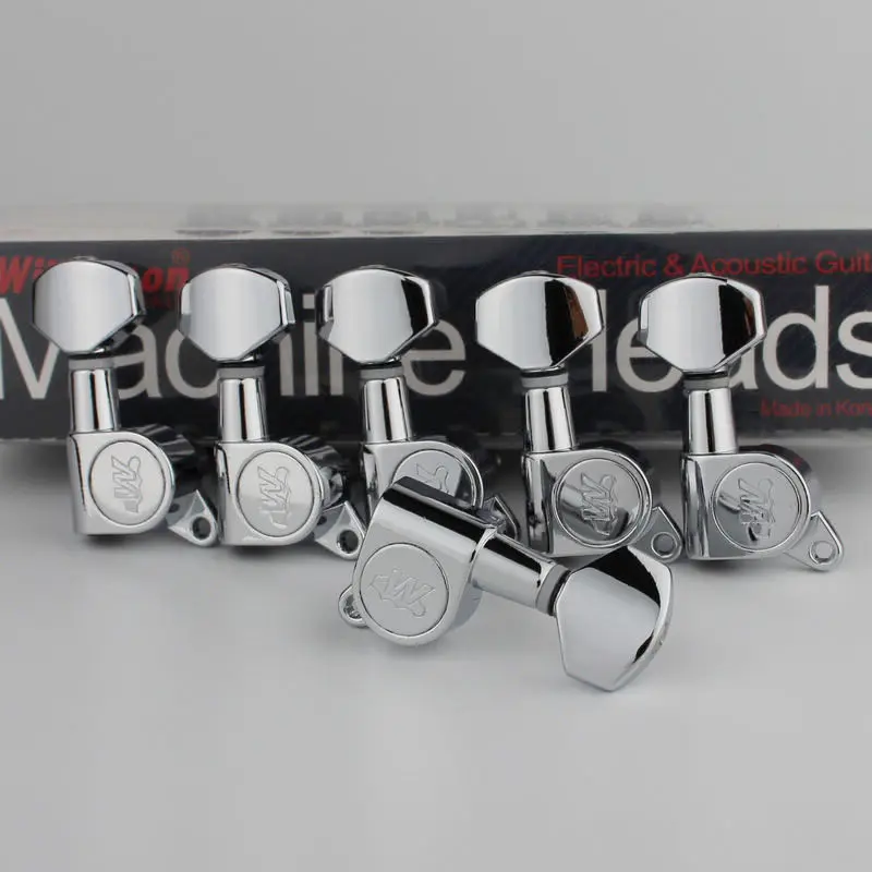 

6 NEW Wilkinson WJ-07 Electric Guitar Machine Heads Tuners for ST or TL Chrome Silver Tuning Pegs ( With packaging )