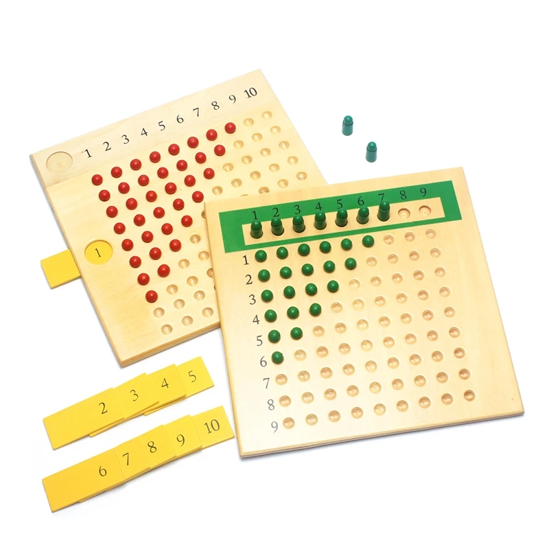 Online Frühen Holz Montessori Materialien Mathematik Lehre Spielzeug Multiplikation   Division Mathematik Spielzeug Perlen Bord Rot Grün Lernen