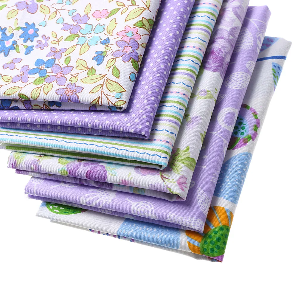 

6PCS/Set Cotton Fabric Purple Floral Pattern Pillow Bag Handmade Patchwork Needlework Sewing Textile Doll Clothes DIY Crafts