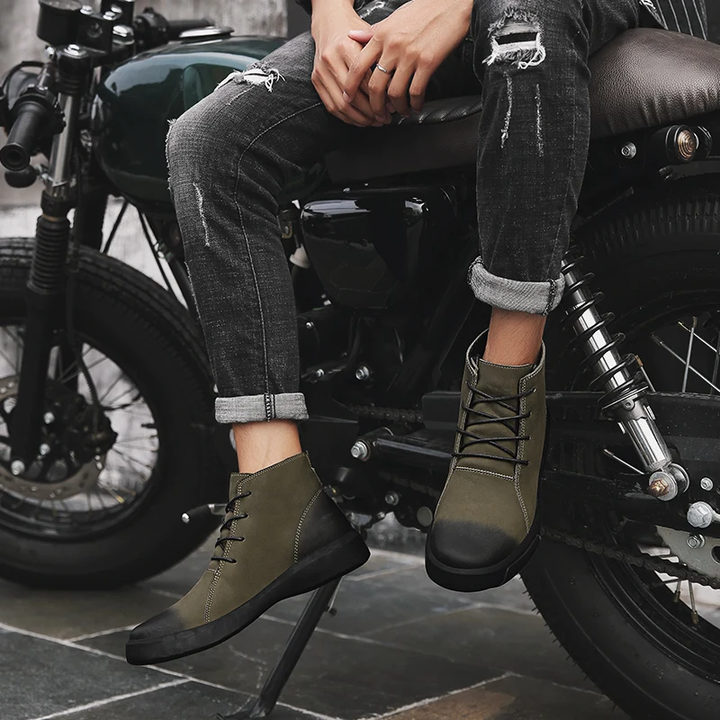 CYYTL/мягкие мужские мотоциклетные ботинки; Повседневная зимняя обувь; удобные кожаные мужские кроссовки Erkek Bot для безопасной работы; Zapatos botas hombre