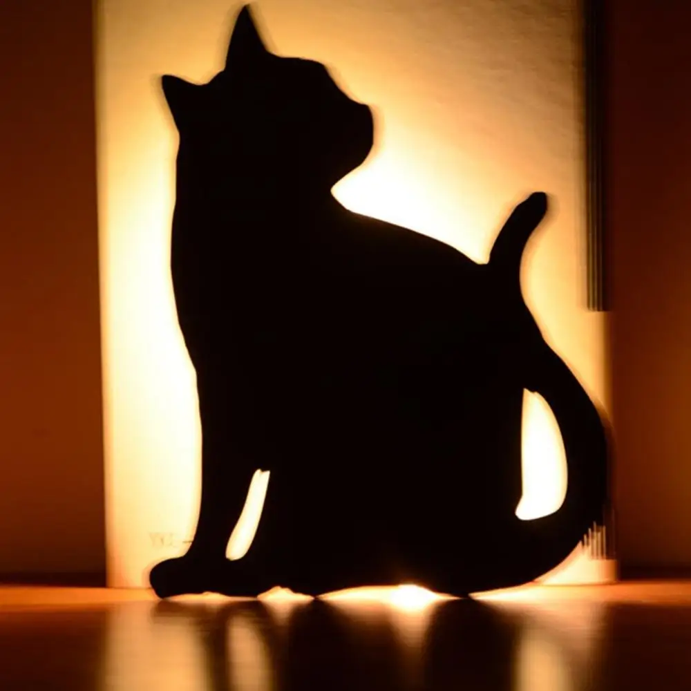Светодиодный акриловый настенный светильник со смайликом для спальни, настенные лампы для спальни, милая модель, лампа с высокой яркостью, художественное украшение - Цвет абажура: Looking back cat