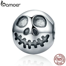 BAMOER подлинные 925 пробы серебряные бусины с изображением лица Призрака и головы черепа, браслеты, ювелирные изделия, подарок на Хэллоуин SCC181