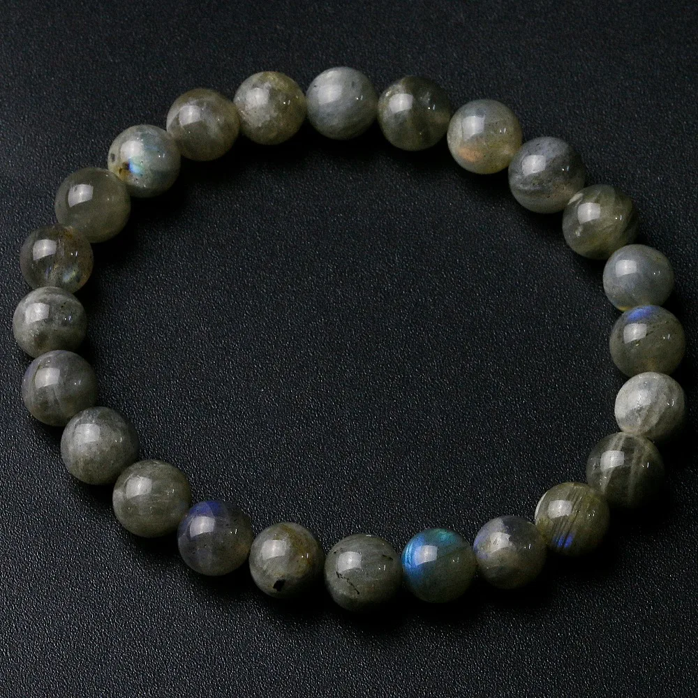 Grade A Natural India Labradorite Stone Round Beaded 8mm Lucky Gray Blue Stone Women Men Bracelet New Charm Jewelry Gift