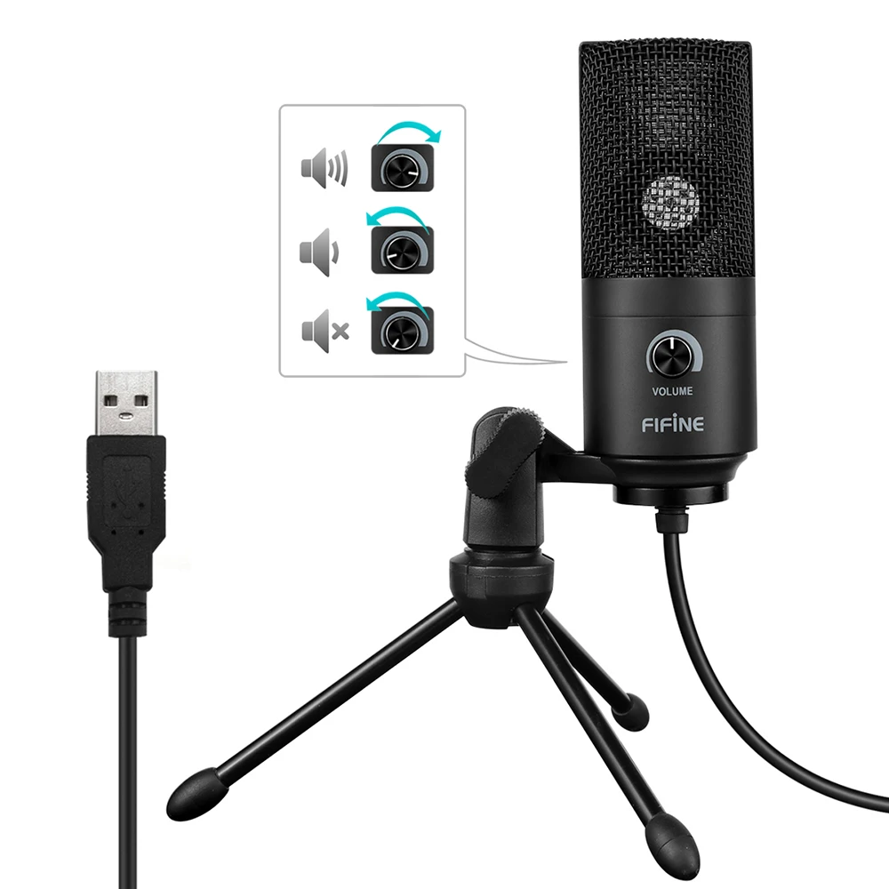 FIFINE K669 USB Wired Microphone with Recording Function for Windows