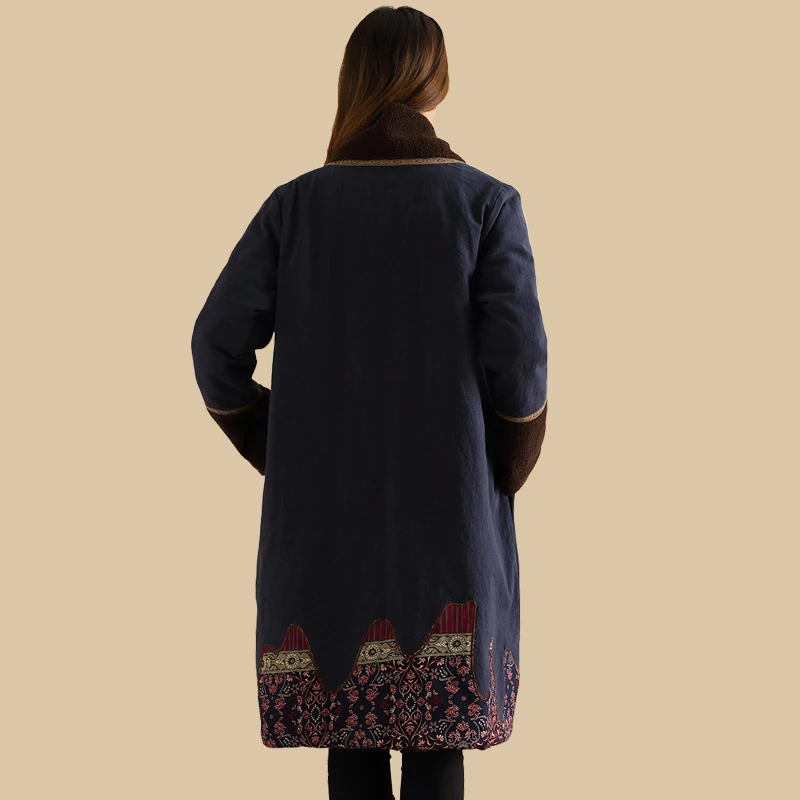 LZJN Ethnic Winter Coat 2018 Women Parka Chinese Style Padded Jacket Patchwork Autumn Overcoat Kaban Winterjas Dames Jaqueta