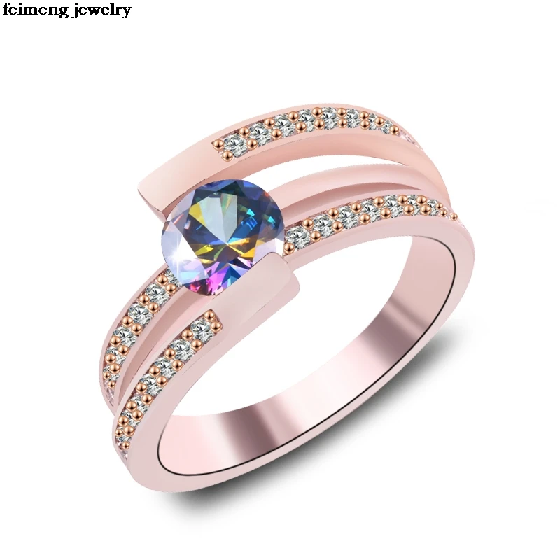 

Wholesale irregular Zircon female black/White Opal Ring silver/Rose gold Jewelry Vintage Wedding Rings For Women Christmas Gifts
