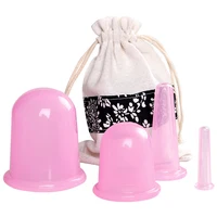 4pcs Silicone Facial Massage Cupping Set Vacuum Body Massager Cup Ventouse Anti Cellulite Therapy Face Suction Cups Kit Gift Bag 1