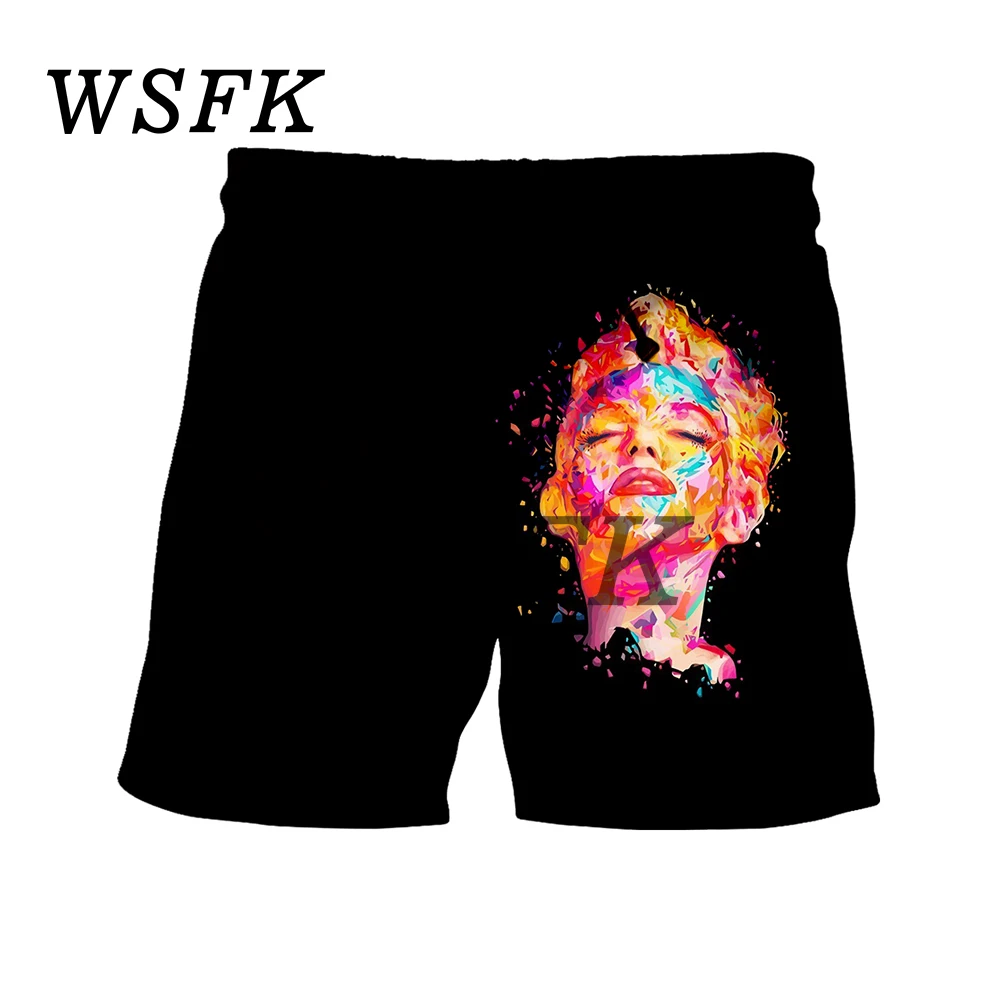 WSFK Casual 3D Print Marilyn Monroe Print Men's and Women's Shorts Hawaii Beach Casual Hip Hop Sports Shorts