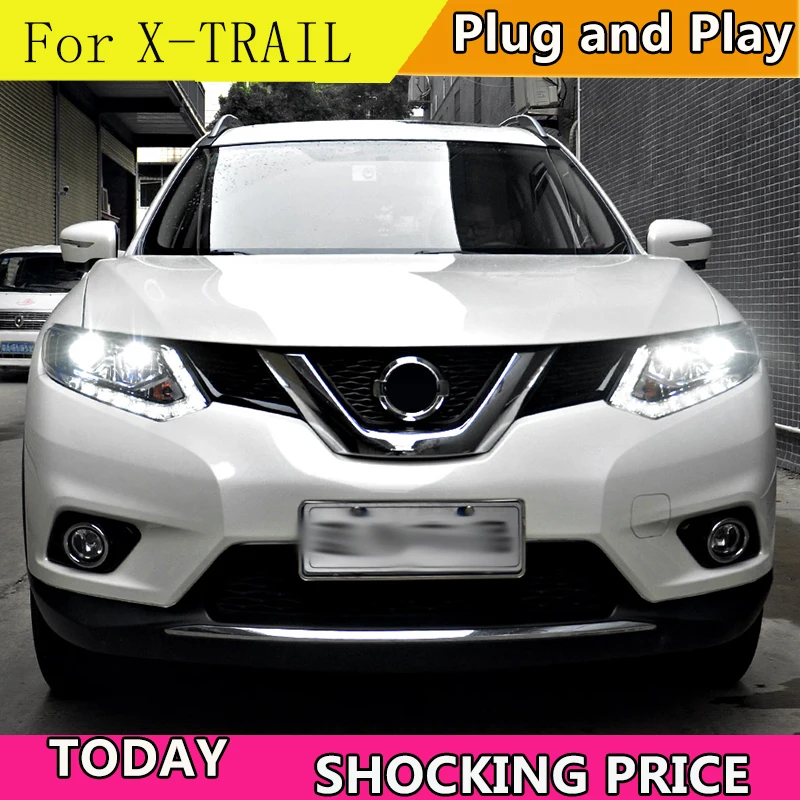 Тюнинг автомобилей фары для Nissan X-Trail Xtrail светодиодные фары DRL ходовые огни биксеноновые фары Противотуманные фары с ангельскими глазками