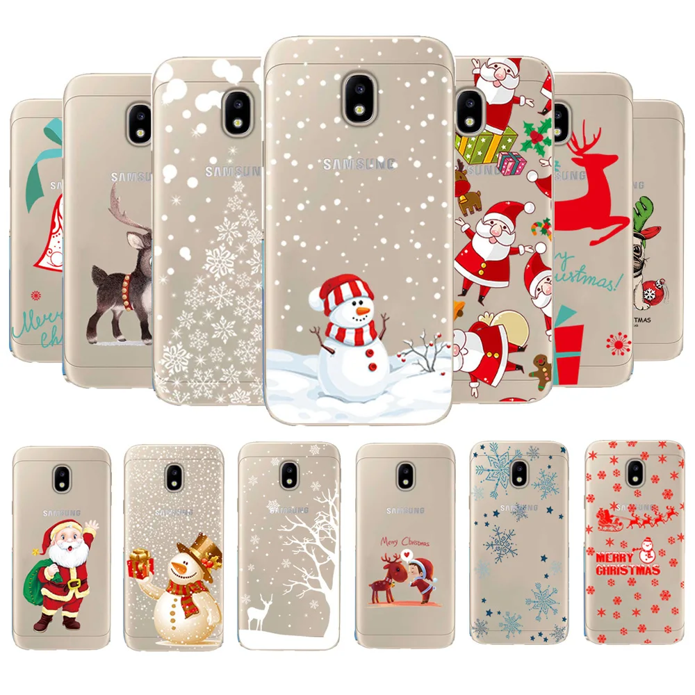 Christmas Reindeer Santa Claus Clear Soft TPU Case Cover For Samsung J3 J7 J5 2017 J4 J6 J8 2018 Silicone TPU Coque For Samsung  (1)