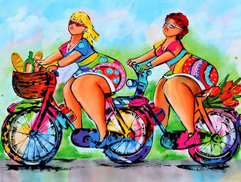 

5D DIY full square drill Diamond Painting Colorful fat woman Cross Stitch Mosaic Rhinestone Embroidery home decorate
