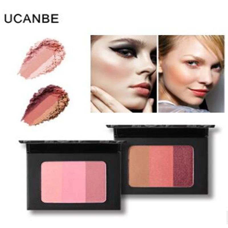 3 In 1 Matte Blusher Shading Powder Face Makeup Bronzer Blush Contour Palette Natural Facial