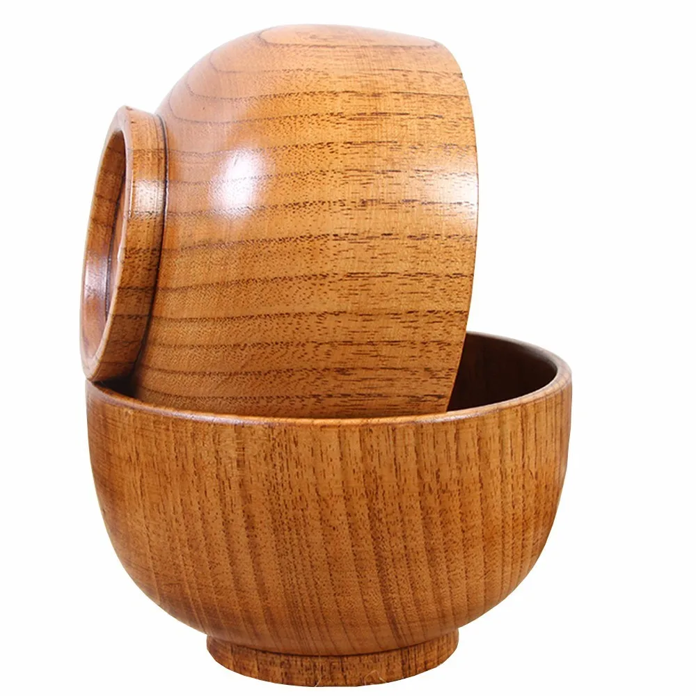 Wooden bowls kids tableware Baby dishes font b salad b font ramen rice for food health