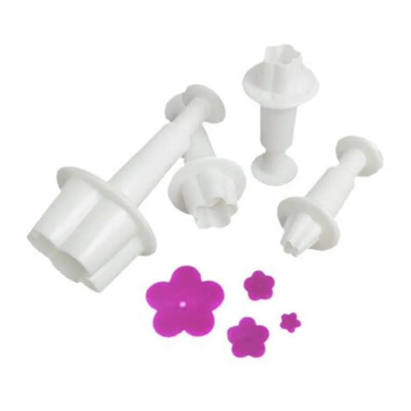 

4Pcs/Set Plum Blossom Flower Plunger Fondant Cutter Sugarcraft Cake Decorating Tools DIY Cookie Stamper Baking Accessories