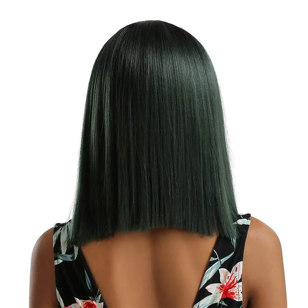 

14'' Natural Silky Synthetic Long Straight Wigs Middle Part Lace Front Wig