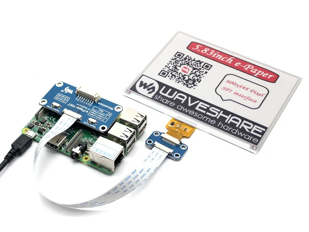 Дисплей E Ink Waveshare 600x448 5 83 дюйма для Raspberry Pi красный/черный/белый трехцветный