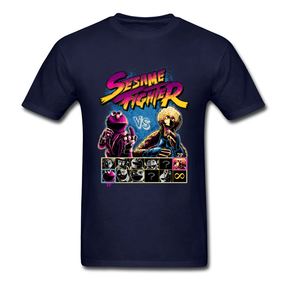 Sesame Fighter O Neck T-shirts Summer Tops Shirts Short Sleeve Retro Cotton Fabric Casual Tee-Shirts Design Boy Sesame Fighter navy