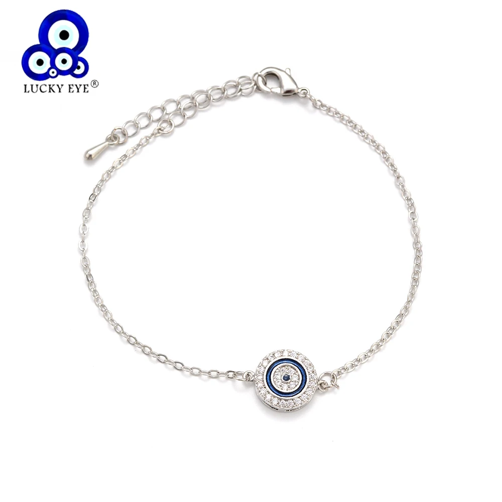 

Lucky Eye Blue Evil Eye Charm Bracelet Copper CZ Pendant Chain Bracelet Bangle Femme Girl Jewelry Gifts EY5548