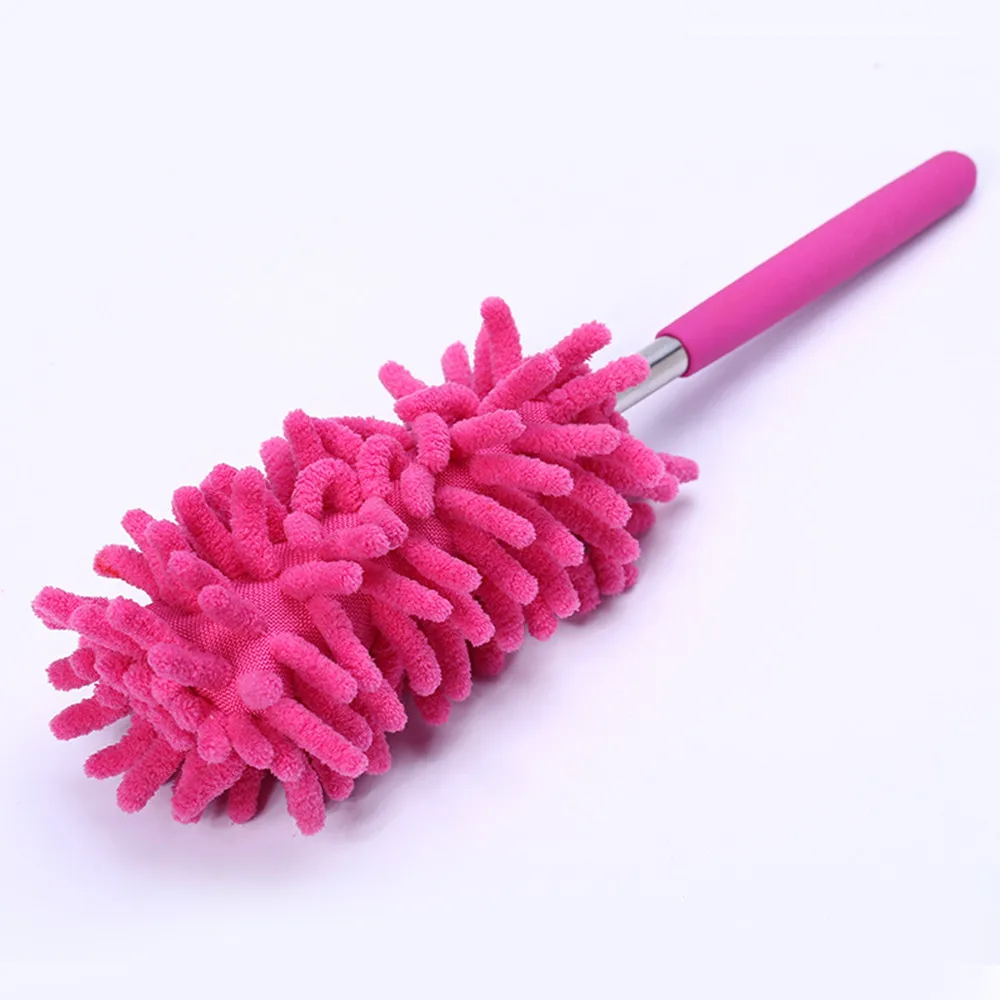 Телескопическая тряпка из микрофибры, выдвижная очистка, домашний автомобильный очиститель, пылезащитная ручка, бытовые чистящие инструменты#50 - Цвет: Hot Pink