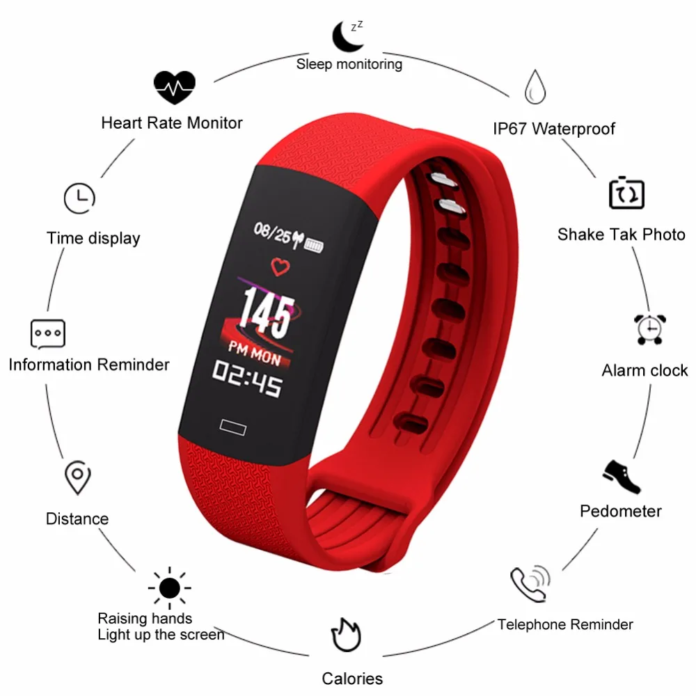 Bluetooth 4.0 Sports Smart Watch Women Wristwatch Health Monitor Heart
