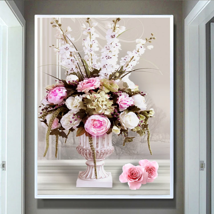 

Zozack Counted Printed On Fabric DIY DMC Cross Stitch Patterns Embroidery Kits Rose Vase Sets Home Decor Cross-stitch Needlework